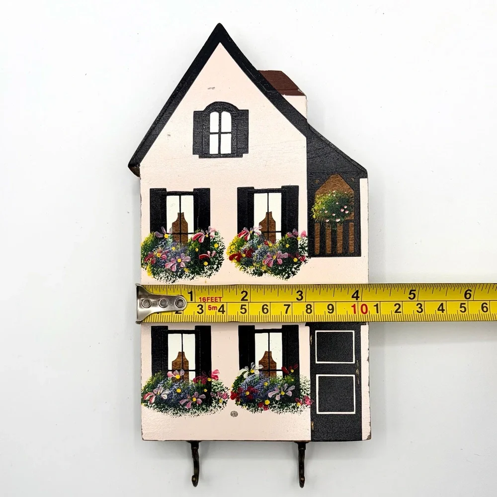 Shelia’s Collectible Painted Townhouse Shaped Key Holder / Wall Hook - Vintage